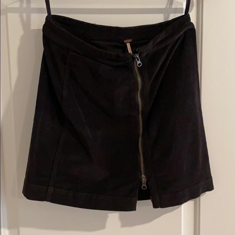 Black corduroy zip skirt